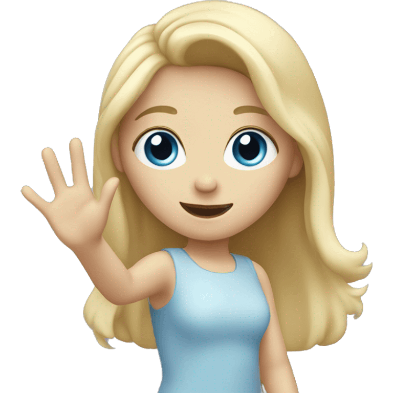 blond, blue-eyed girl waving  emoji