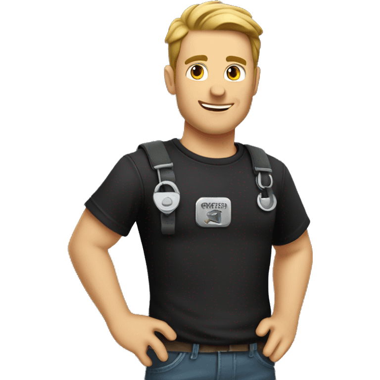 a white man in a black t-shirt is a mechanic with a repair key emoji