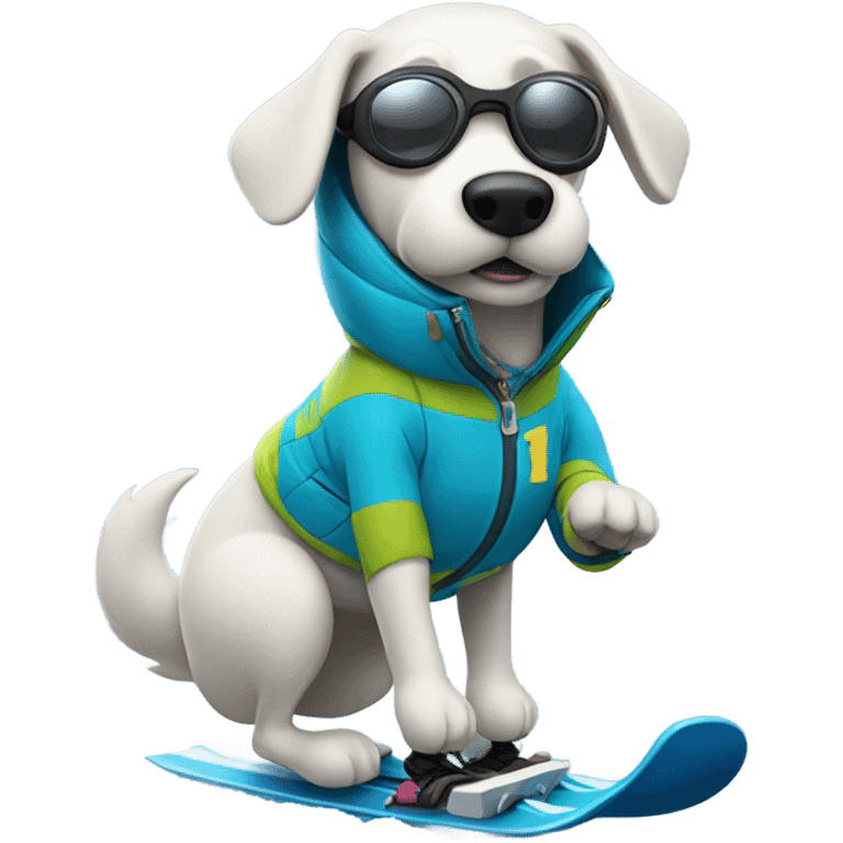 A dog skiing emoji