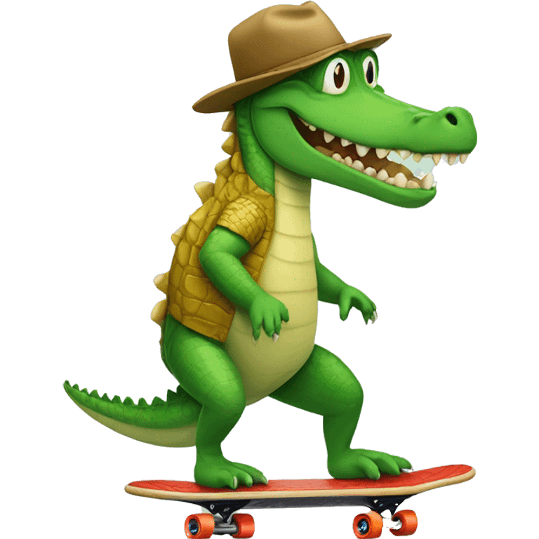 Crocodile riding a skateboard  emoji