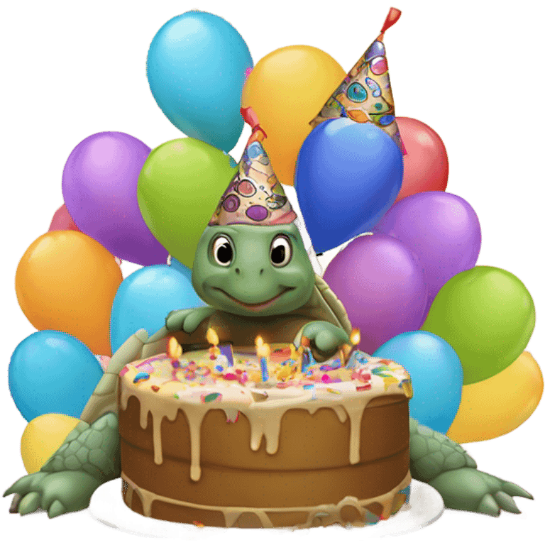 Turtles and happy birthday  emoji