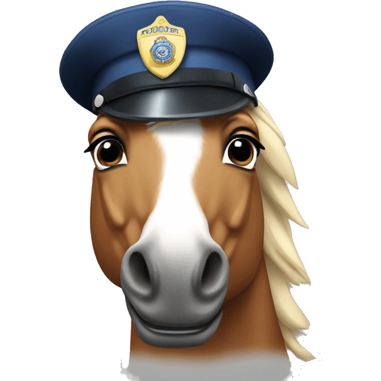 Horse wearing police hat emoji