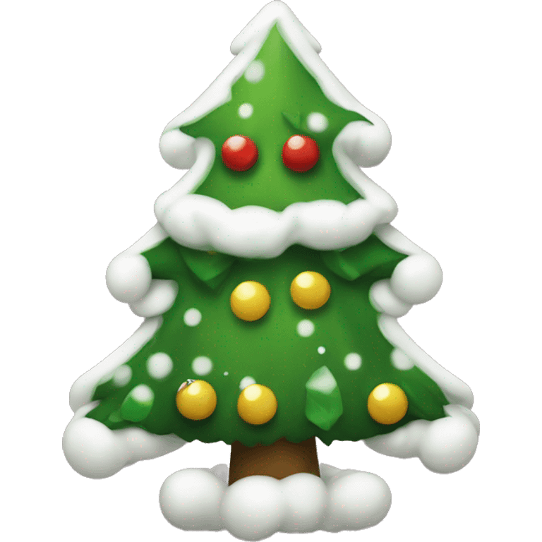 Cute Christmas tree with white bows emoji