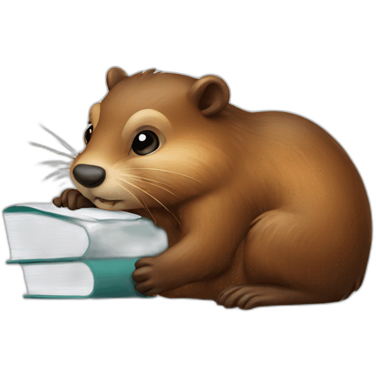 beaver studying emoji