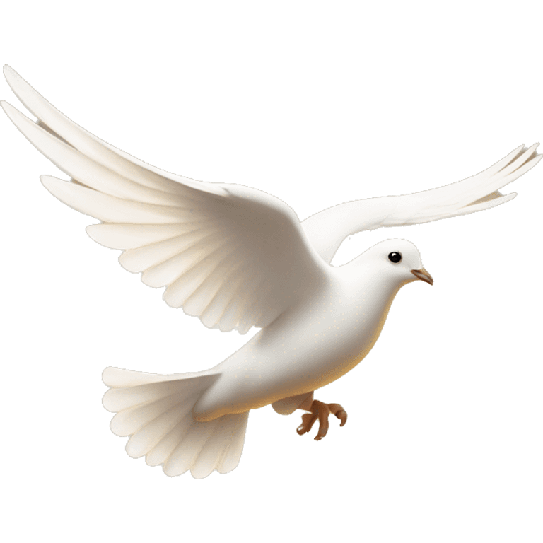 Flying white dove in golden light  emoji