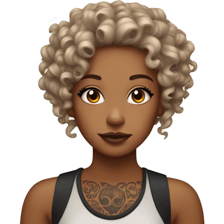 curly girl with tattoos  emoji