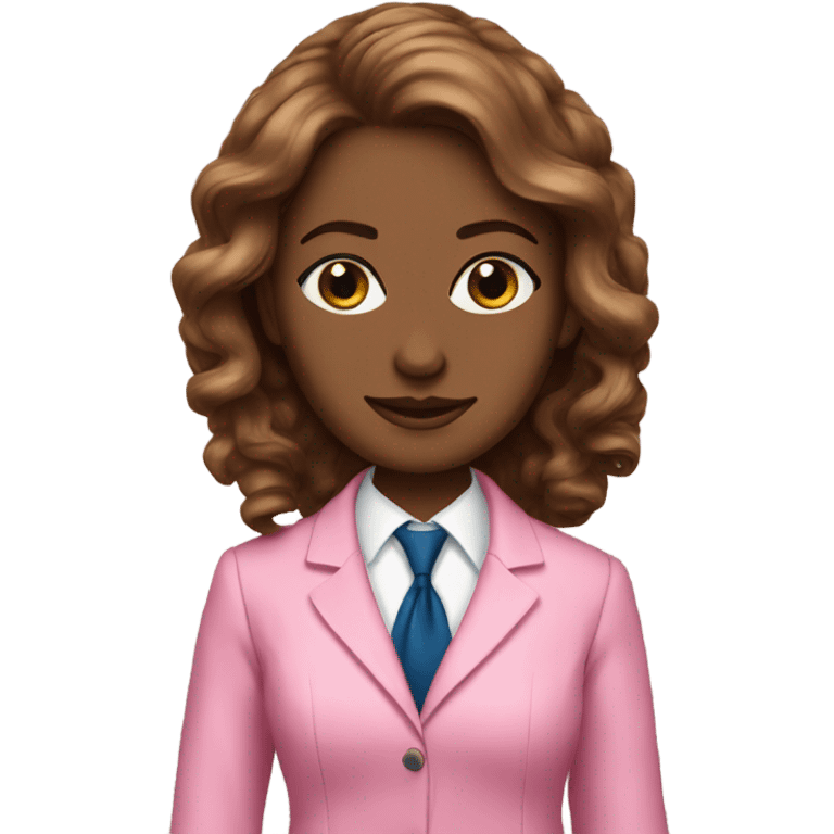 Brown curled hair blue eye lawyer woman in pink suite emoji