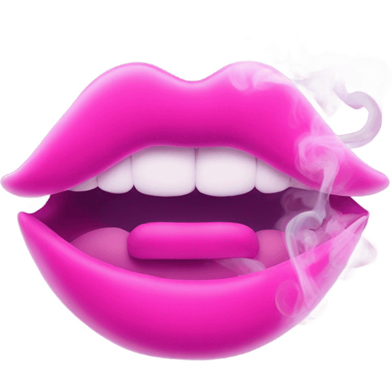 Neon pink lips smoke and release smoke emoji