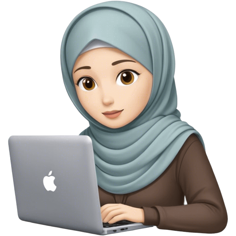 white skin hijab scarf woman working in computer emoji