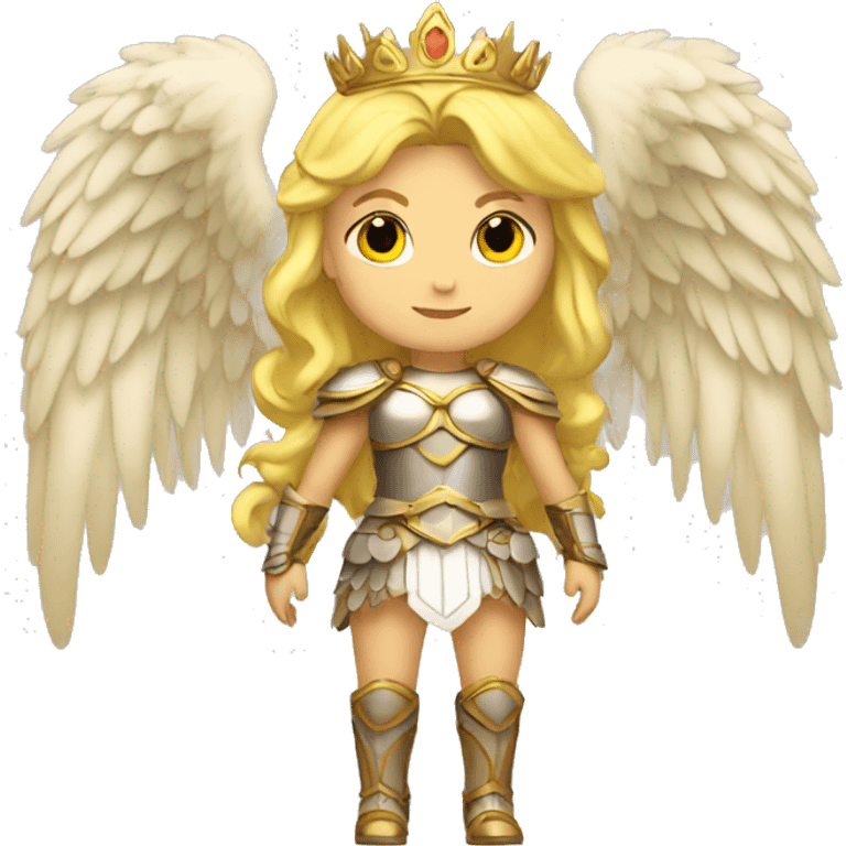 Blond Valkyrie full body with crown with wings emoji