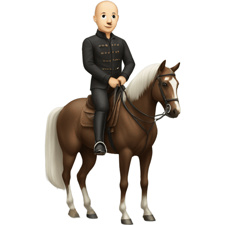 Bald man in riding clothes on horse emoji