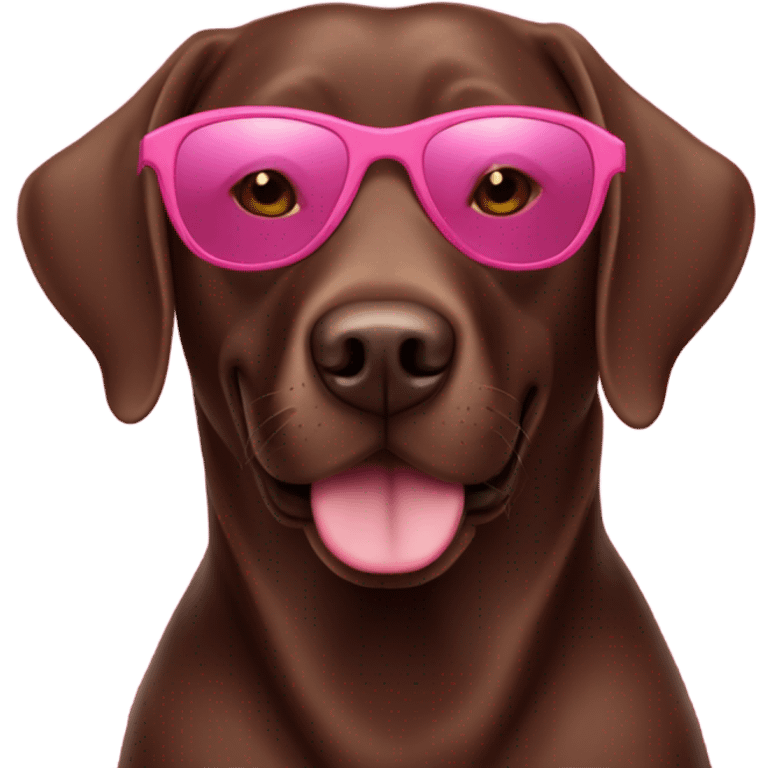 chocolate labrador wearing pink sunglasses emoji