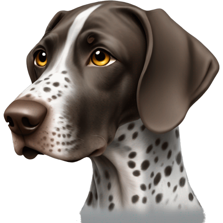 German shorthaired pointer with a black spot around the right eye emoji