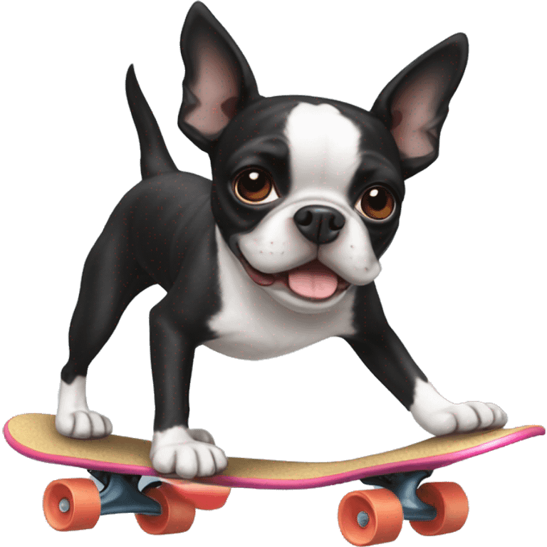 Boston terrier skating emoji