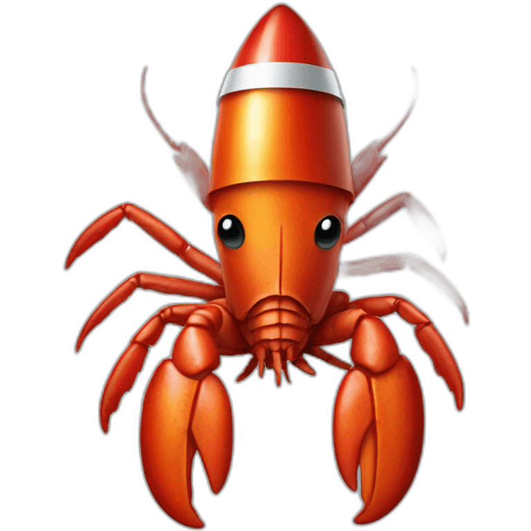 A lobster wearing a space rocket hat emoji