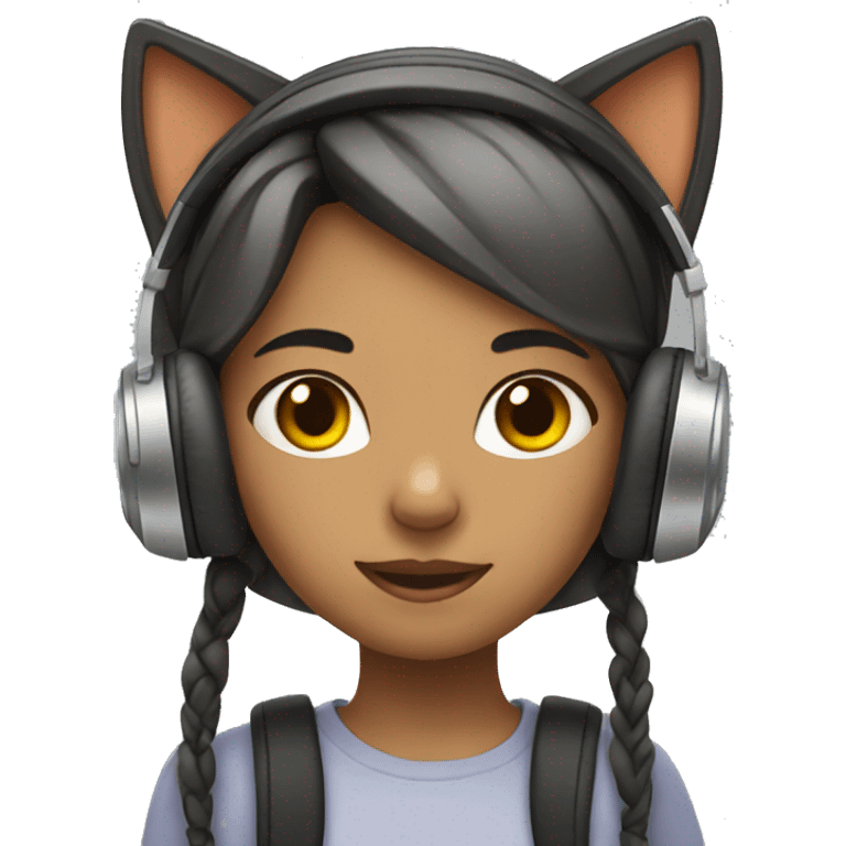 Girl with cat headphones  emoji