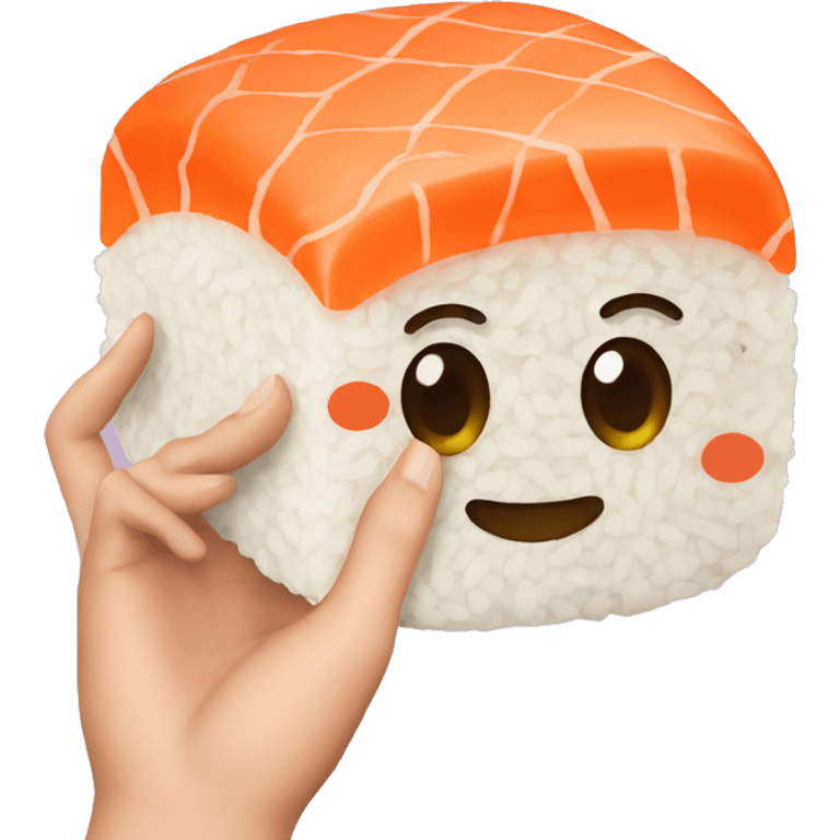 The sushi snack shows a fact with its hand. emoji