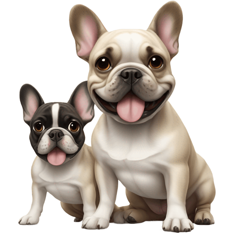 2 super cute frenchie bulldogs walking one big one small emoji