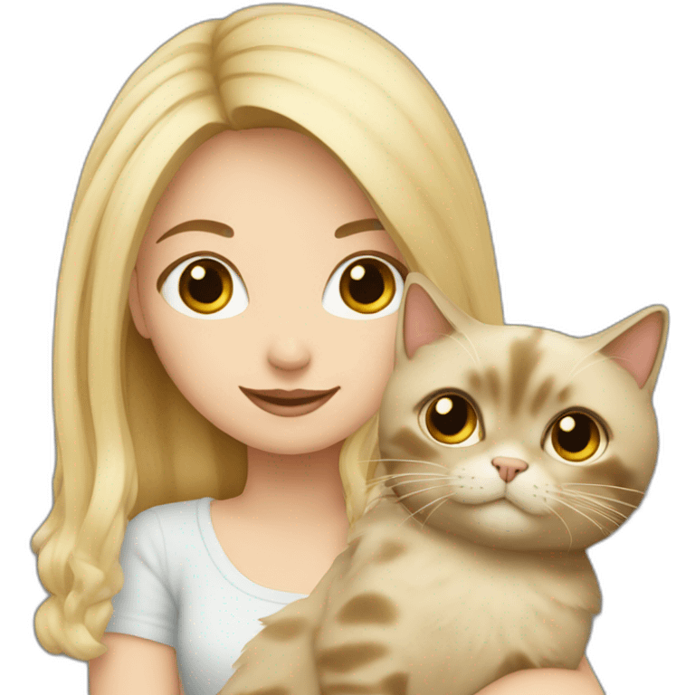 Blonde girl with ragdoll cat emoji