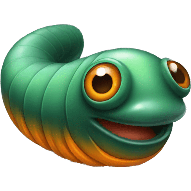 Eight-eyed Dark green and orange medicinal leech with oral suction and caudal suction emoji