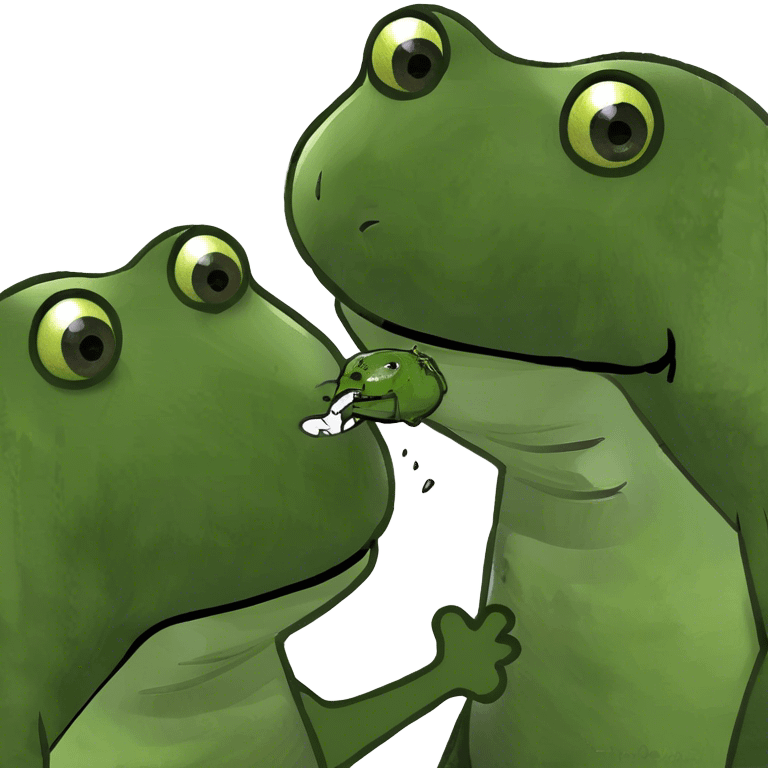 Frog kissing a lizard emoji