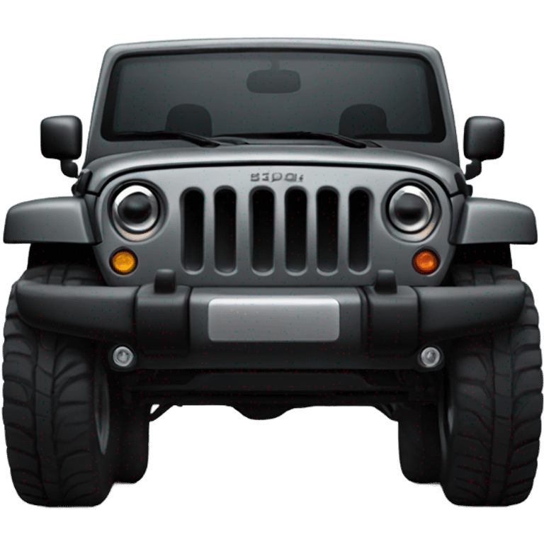 Front of Dark gray Jeep with stinger emoji