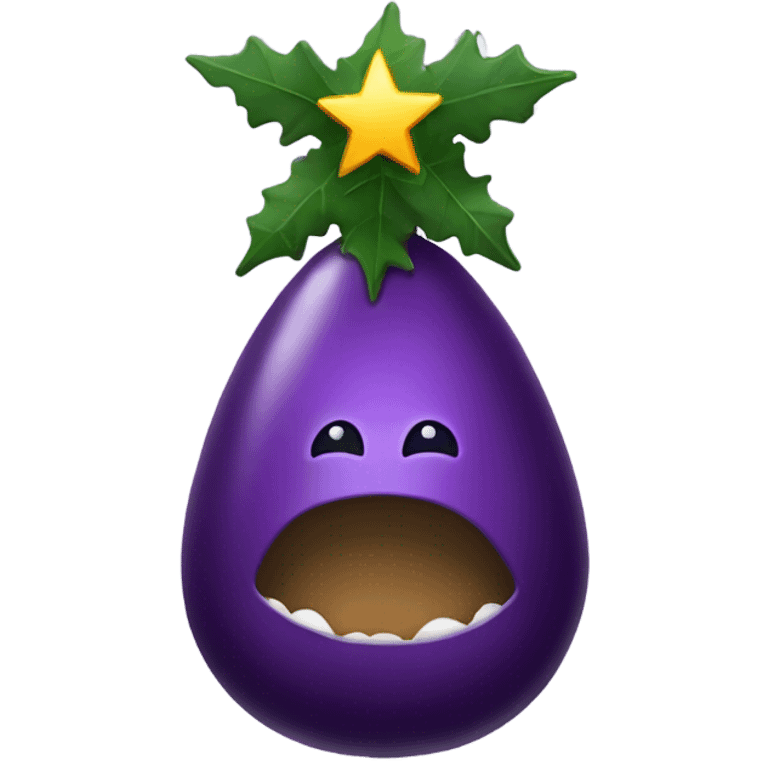 Eggplant with a Christmas tree emoji