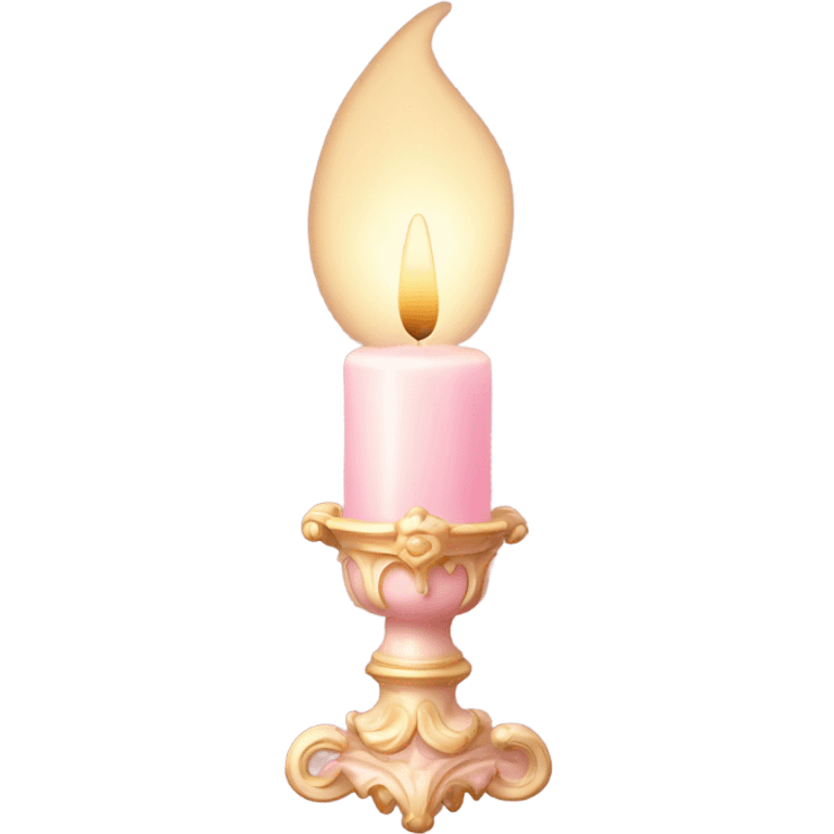 light pink candler with a faint candlelight, Rococo style emoji