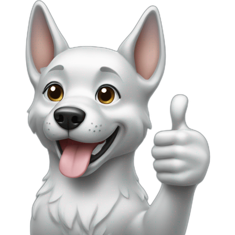 Silver dog doing thumbs up emoji