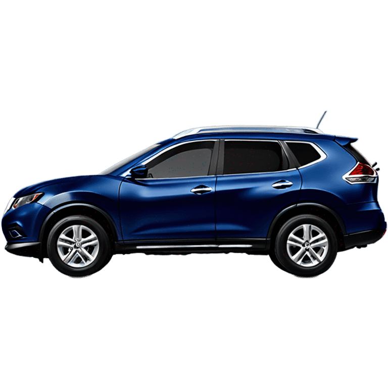 Car, dark blue 2014 Nissan Rogue, side shot emoji