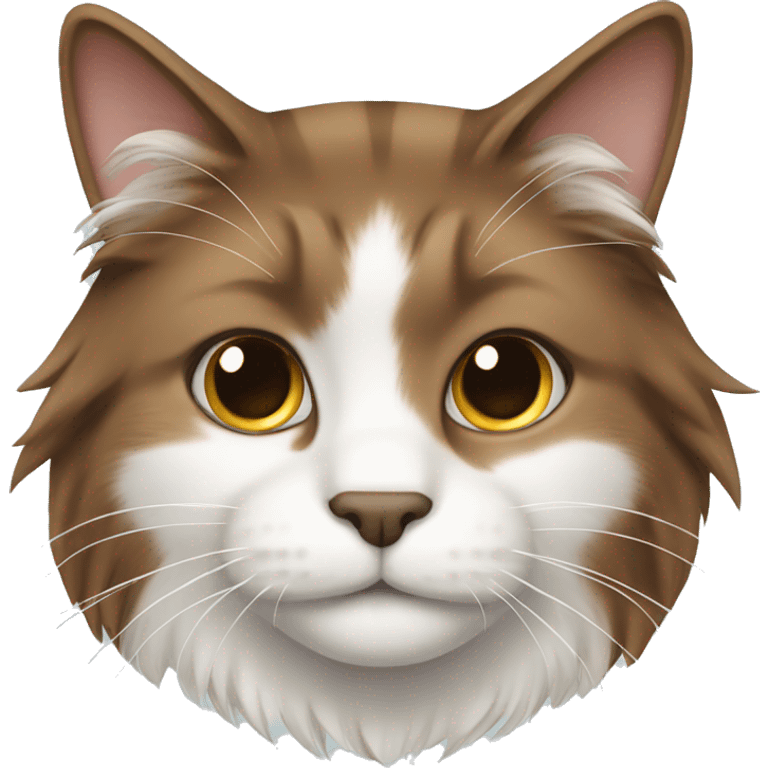 Long haired brown and white cat emoji