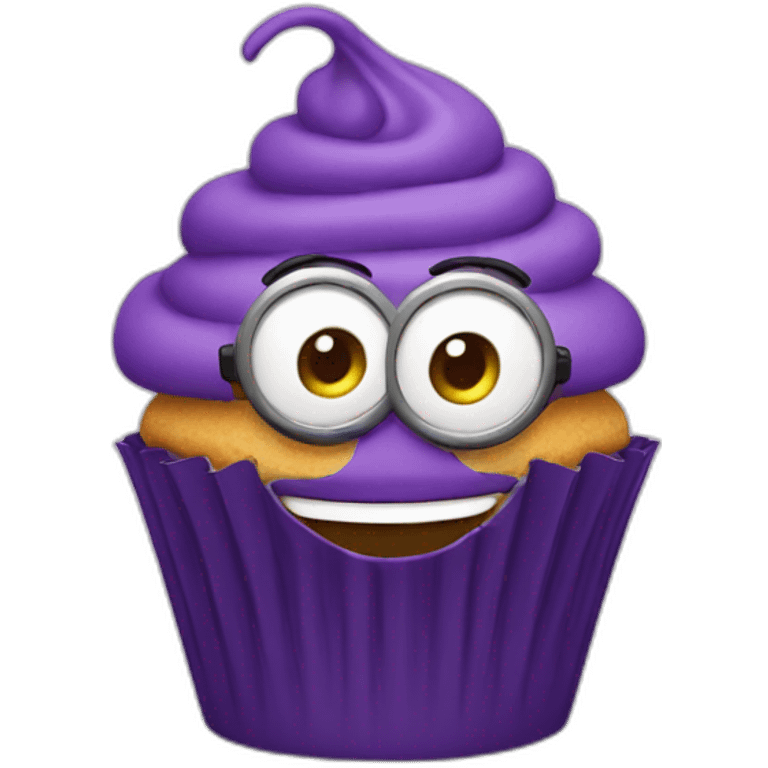 Happy purple minion cupcake  emoji