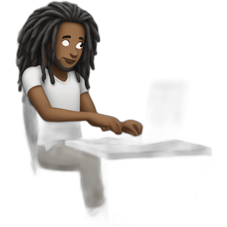 Black person with dreads using laptop emoji