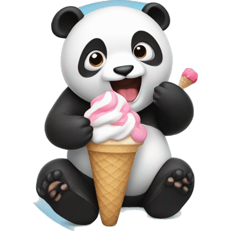 Panda eating ice cream emoji