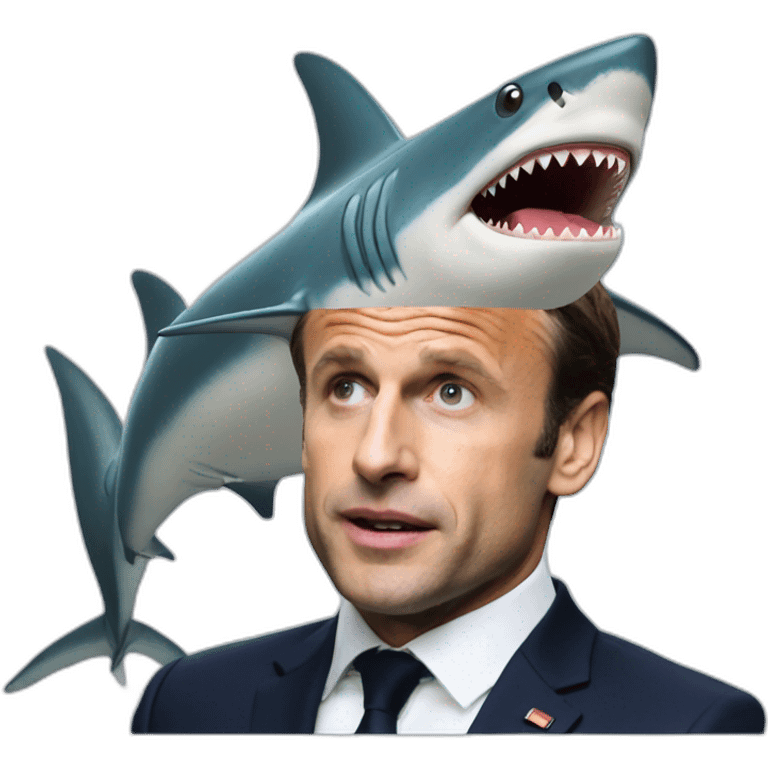 Macron sur un requin  emoji