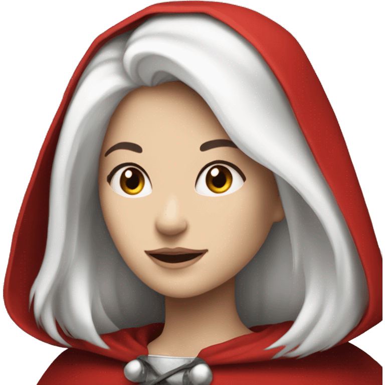 The white girl with white hair in the red cape and red hood. emoji