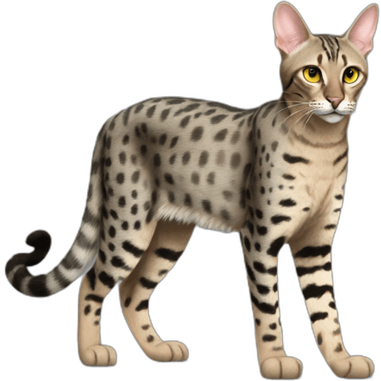 Savannah Cat Full Body grey head down prowling emoji