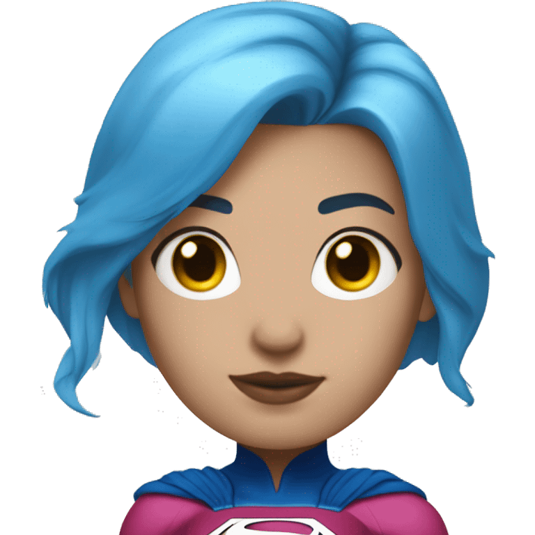 Supergirl with blue hair, white skin and piercing in nose emoji