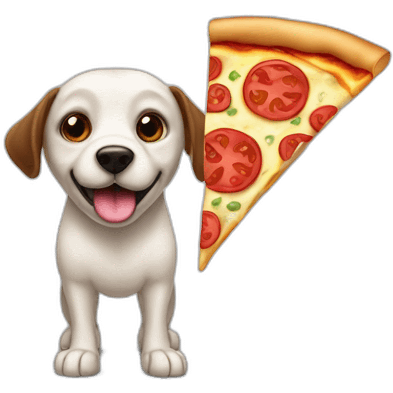 Un chien mangeant une pizza emoji