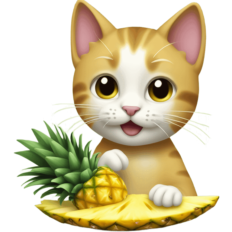 Cat eating pineapple emoji