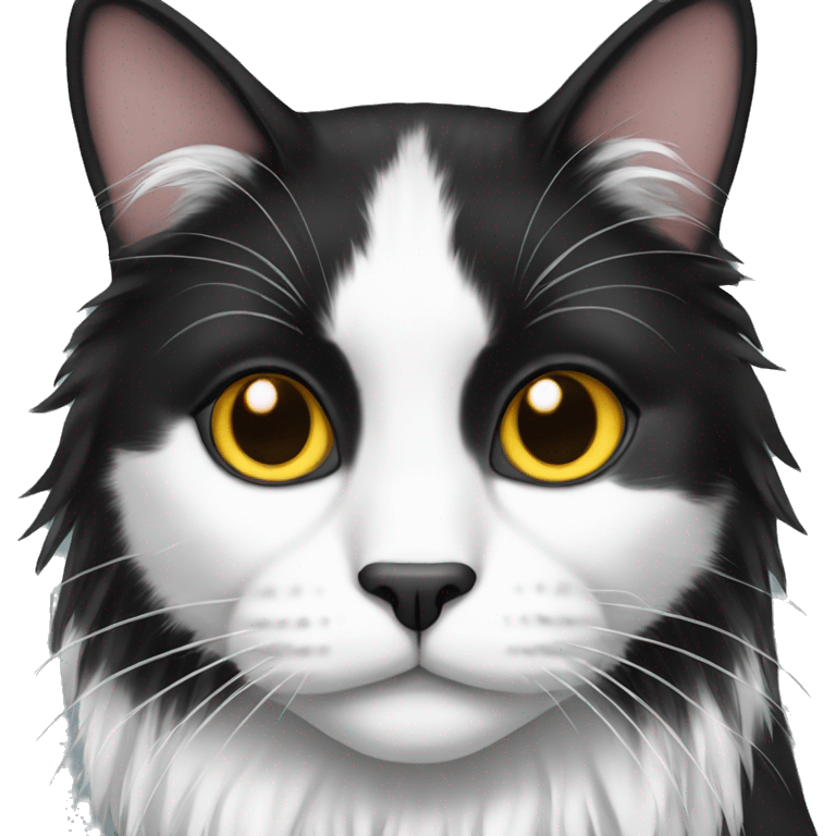 Black and white long haired cat emoji