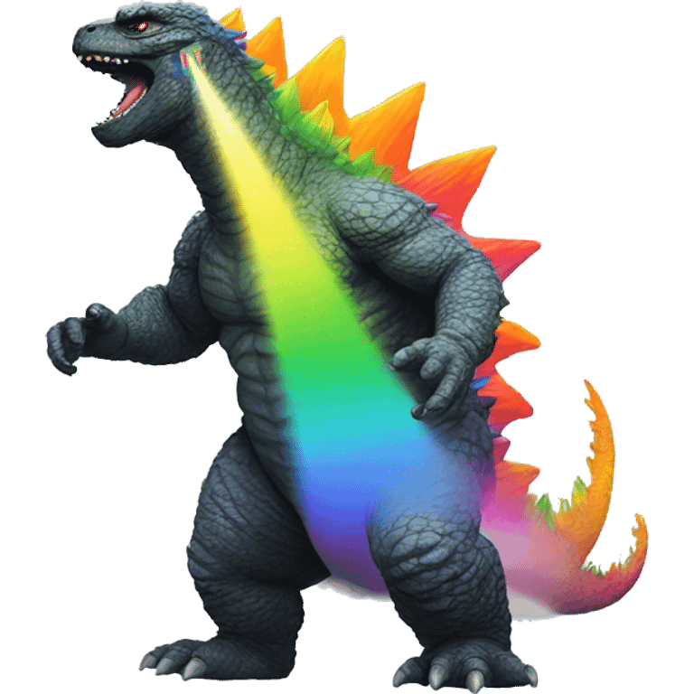 Godzilla with a rainbow emoji