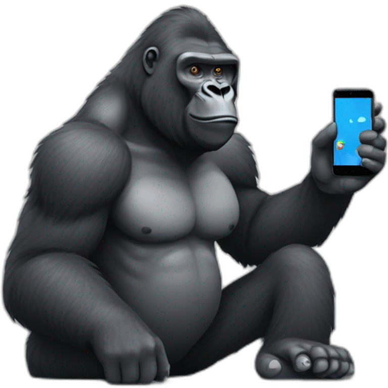 Gorilla holding a Google Pixel phone emoji