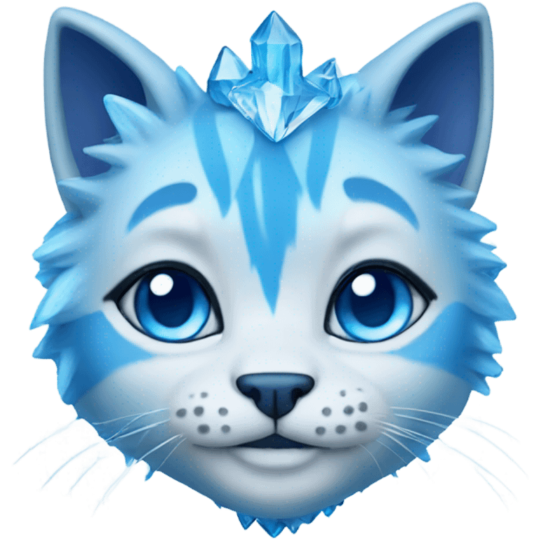 A blue frozen cat with blue crystals on it emoji