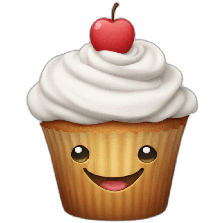 Happy cupcake with soccer ball on top emoji