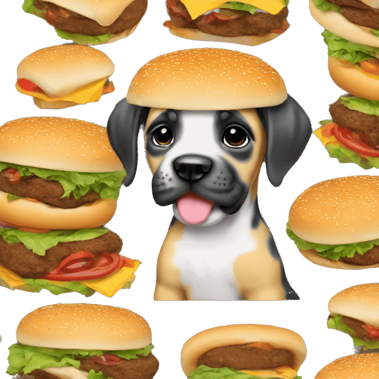 Cute baby Great Dane puppy as a burger emoji