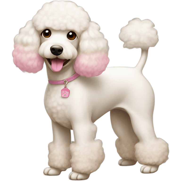 White poodle mix with apricot ears and pink nose  emoji