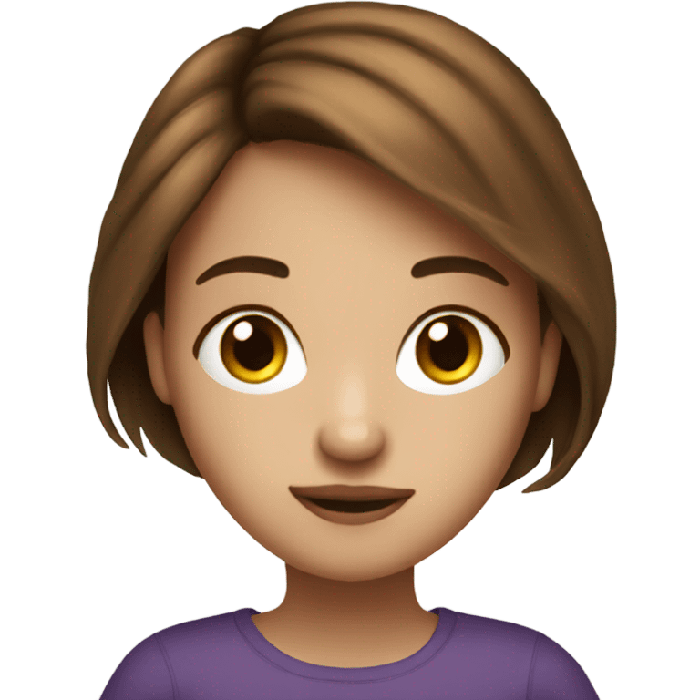 Create an girl emoji with brown hair reading iPad kindle emoji