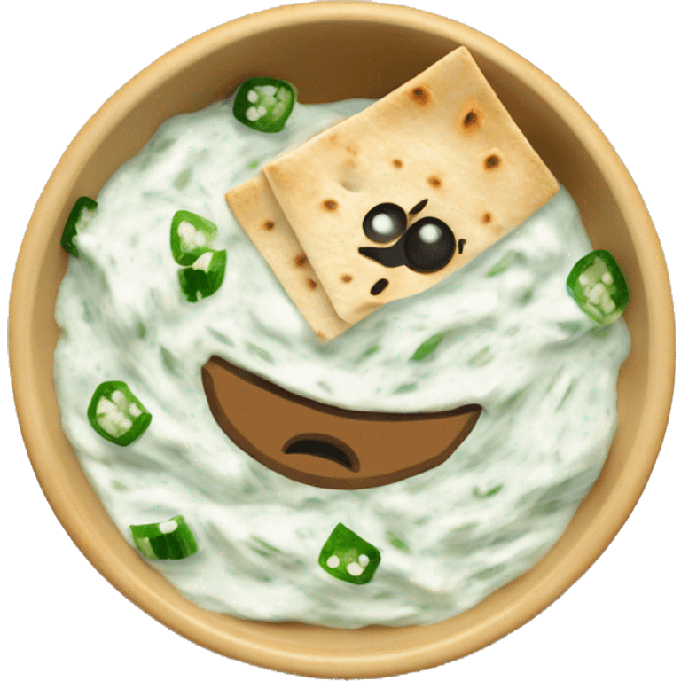 Tzatziki in a bowl with sliced up pita Bread emoji