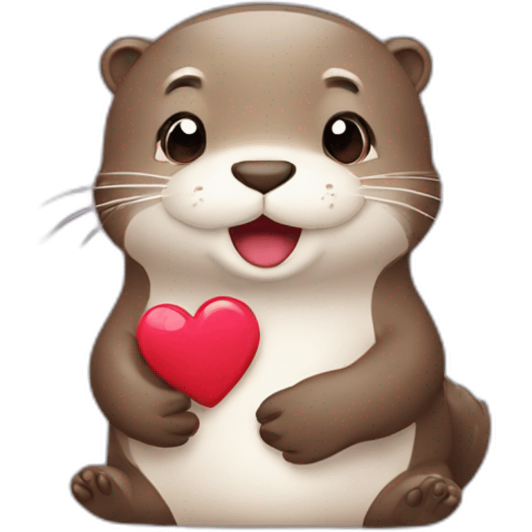 Cute otter in love with hearts emoji